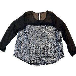 Torrid Black and Silver Sequin Blouse